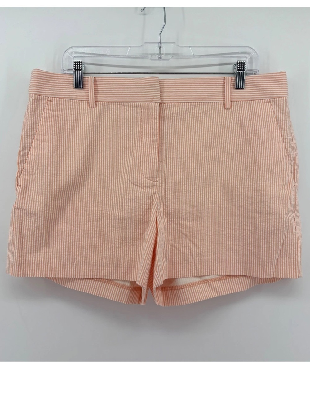 LOFT women seer sucker shorts orange white striped NEW size 8 summer shorts